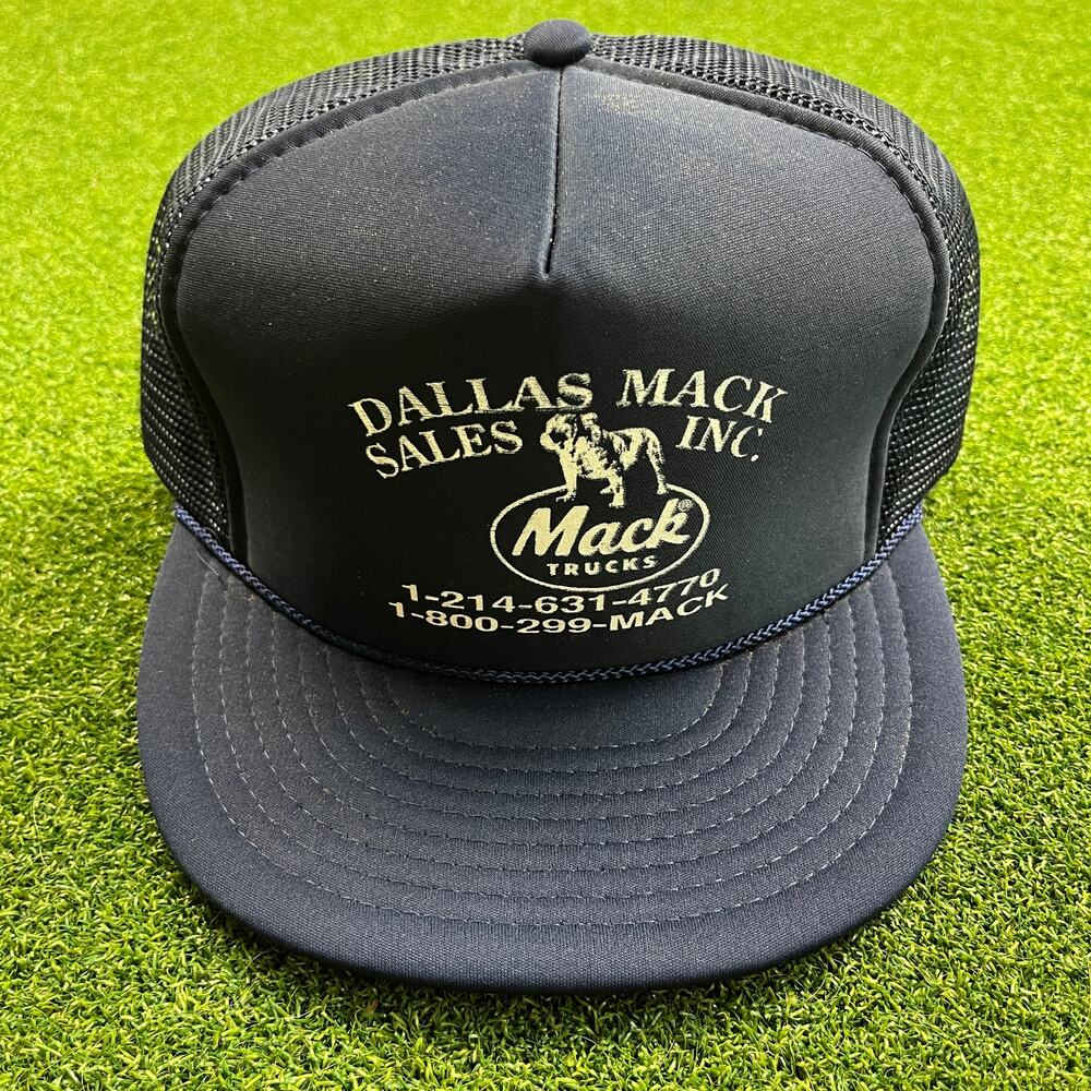 Vintage Navy Nissin Mack Trucks Dallas Sales Inc Trucker Hat Snapback